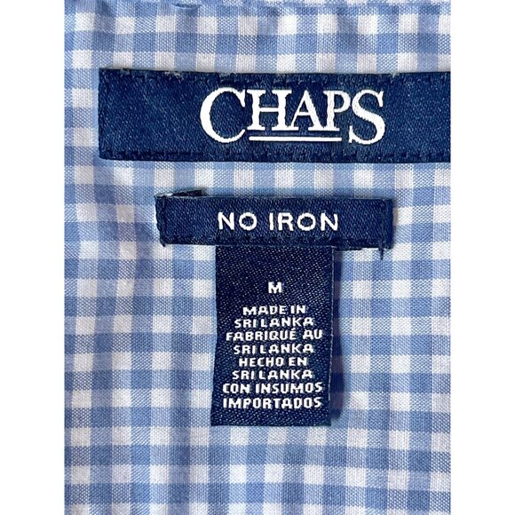 Chaps Black Label Womens M No Iron Blue White Floral Button Shirt Logo Buttons - Picture 2 of 16